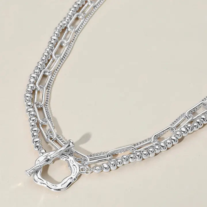 Grace Silver Toggle Necklace - Multi-Layered Statement Jewelry