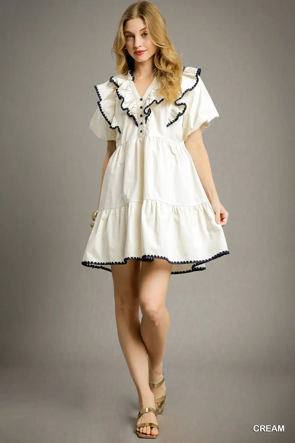 Ruffle Trim Baby Doll Dress