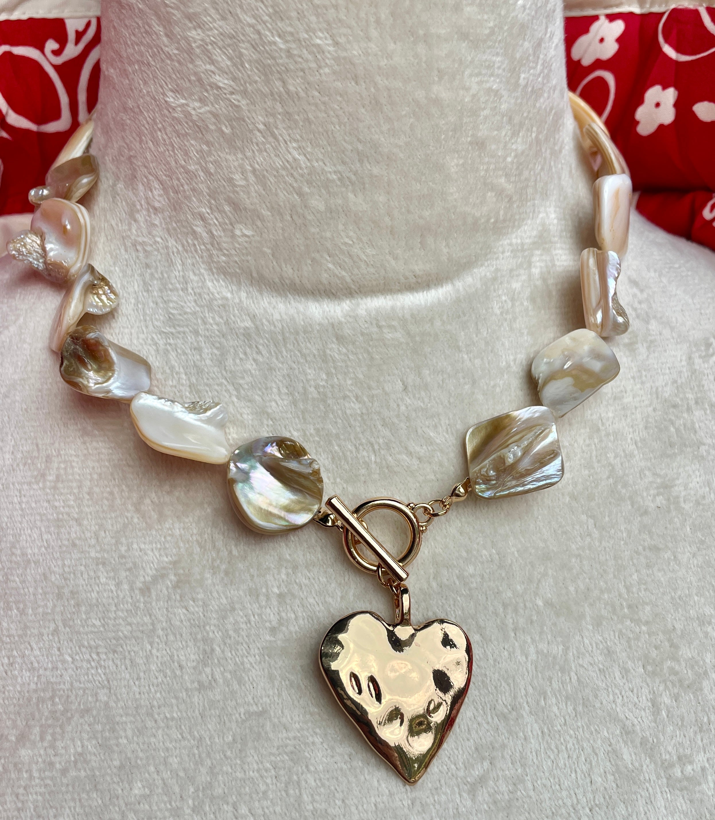 Hammered Heart Toggle Necklace- Gorgeous Statement Necklace