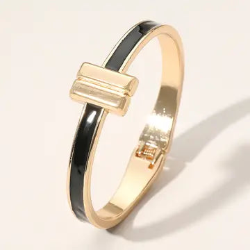 Black Bangle Bracelet - Classic Minimalist Statement Jewelry