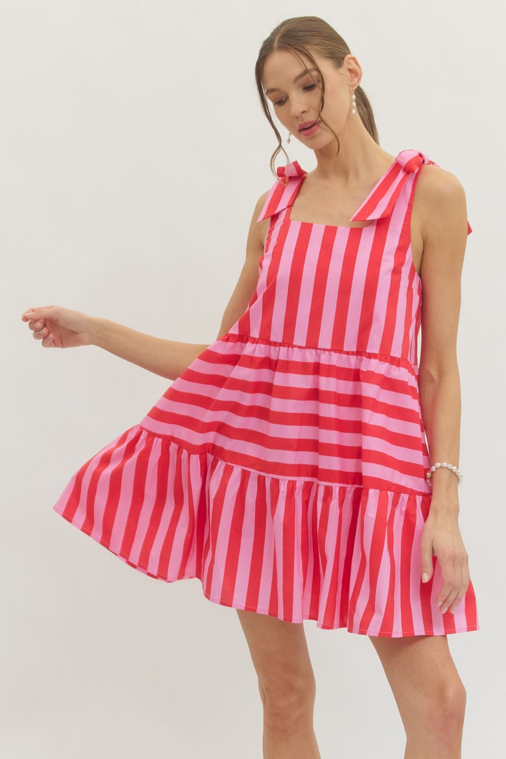 Red and Pink Stripe Dress
